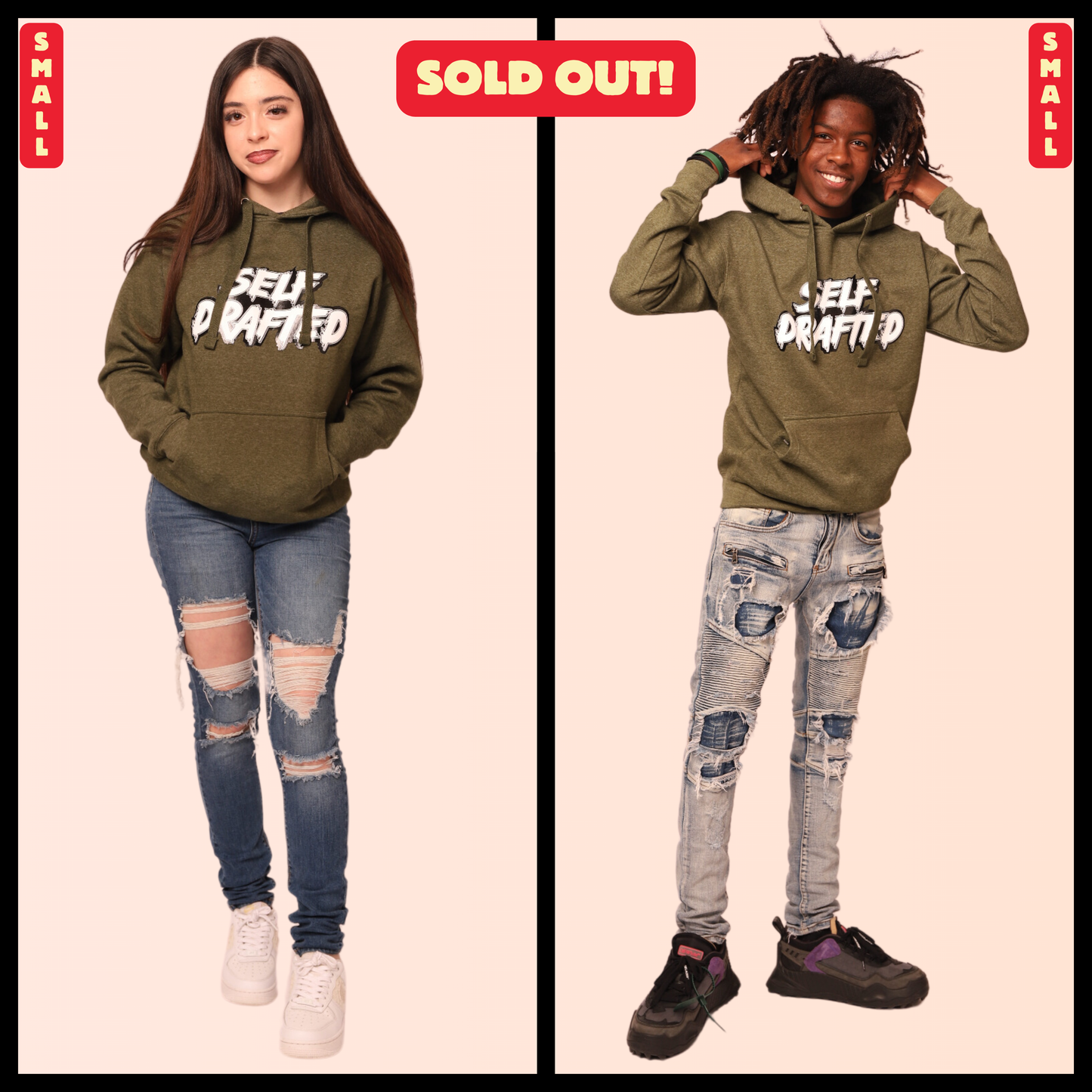 SOLD OUT - Self Drafted "Military Heather Green" Premium Pullover Hoodie (Unisex)