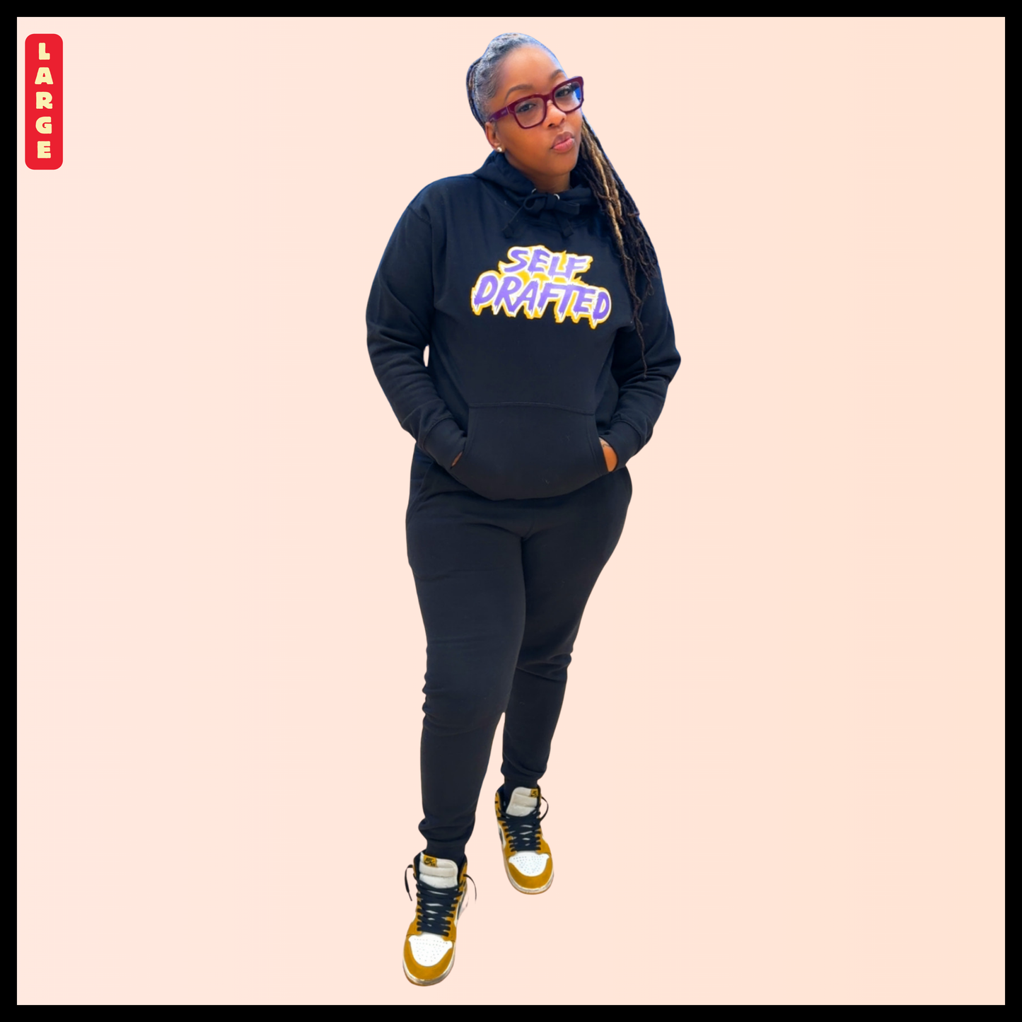 Self Drafted 3 Color Custom "Purple, Gold & White" Premium Pullover Hoodie (Unisex Size)