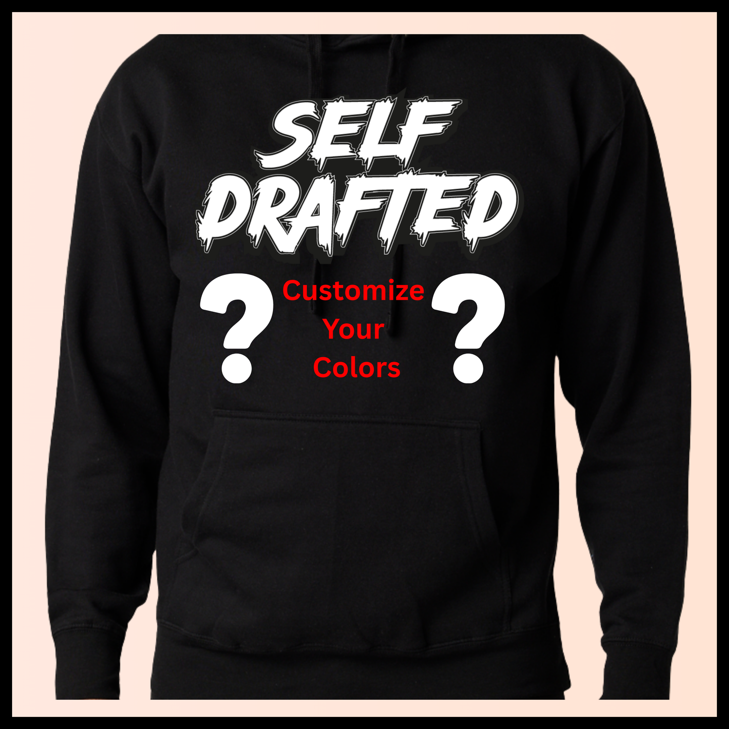 Self Drafted "Customized LOGO COLORWAYS" On Black Color Premium Pullover Hoodie (Unisex Size)