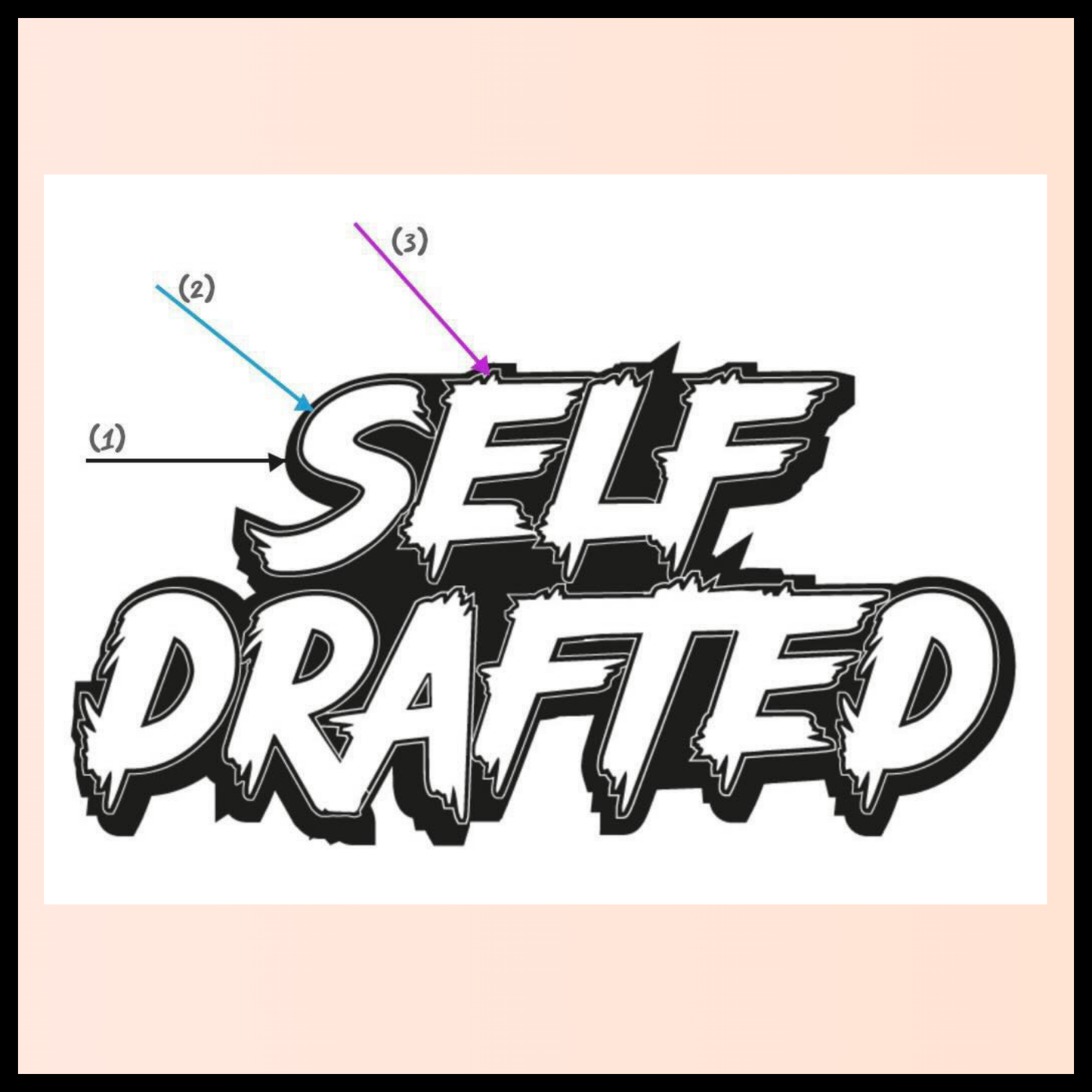 Self Drafted 2 Color "Customized Hot Pink & White" On Black Color Premium Pullover Hoodie (Unisex Size)