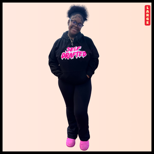 Self Drafted 2 Color Custom "Hot Pink & White" Premium Pullover Hoodie (Unisex Size)